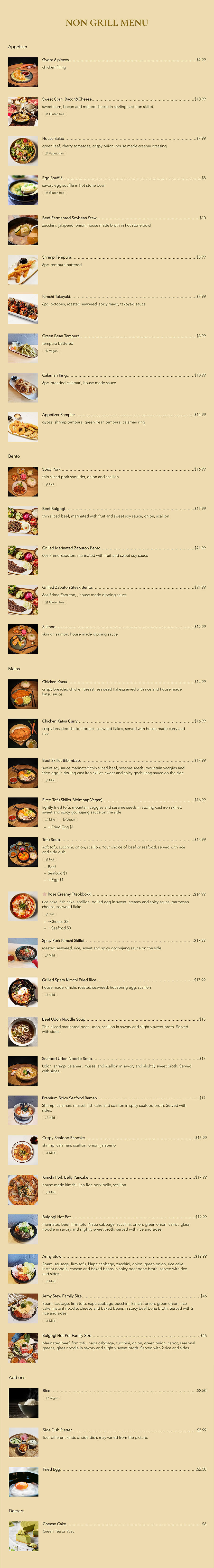 Vertical list of text on a pale background, possibly a menu or list.
